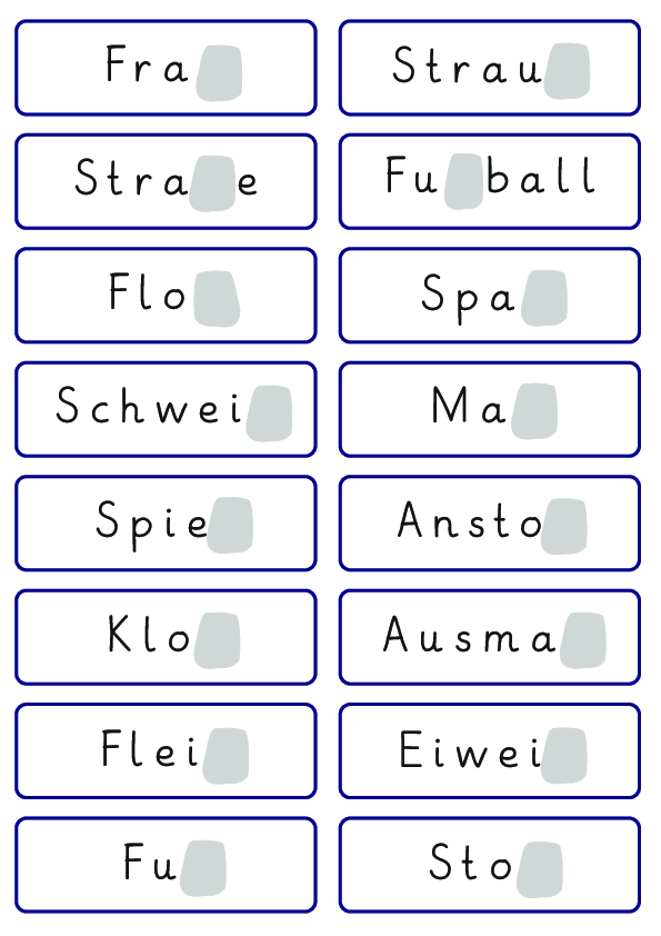 Wortkarten mit ß-Wörtern und Platzhaltern (5)